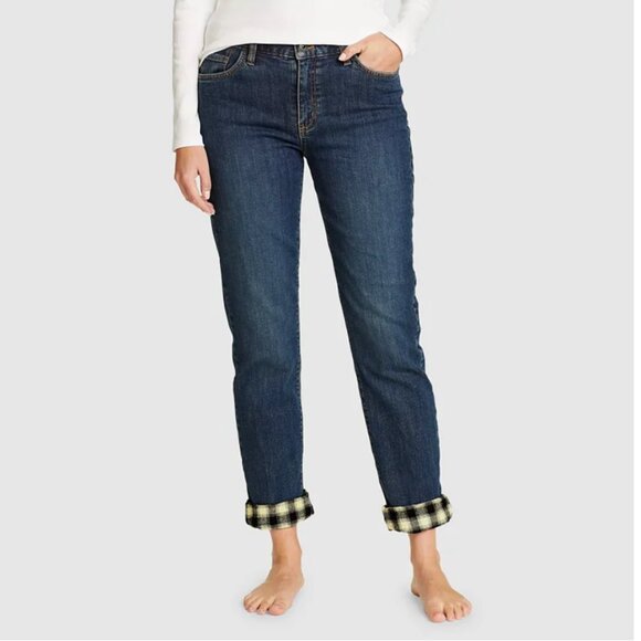 Eddie Bauer Women's Flannel-Lined Boyfriend Jeans. NWOT - Picture 1 of 3